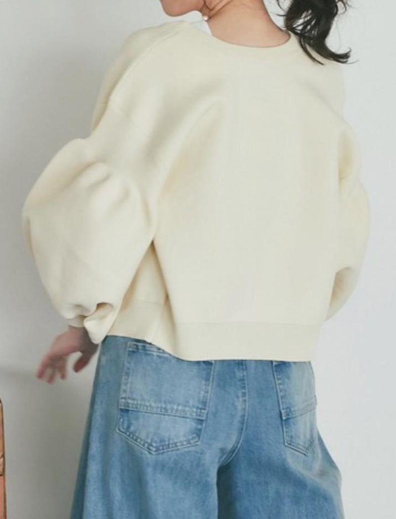 Loose Balloon Sleeve Knit Short Jacket