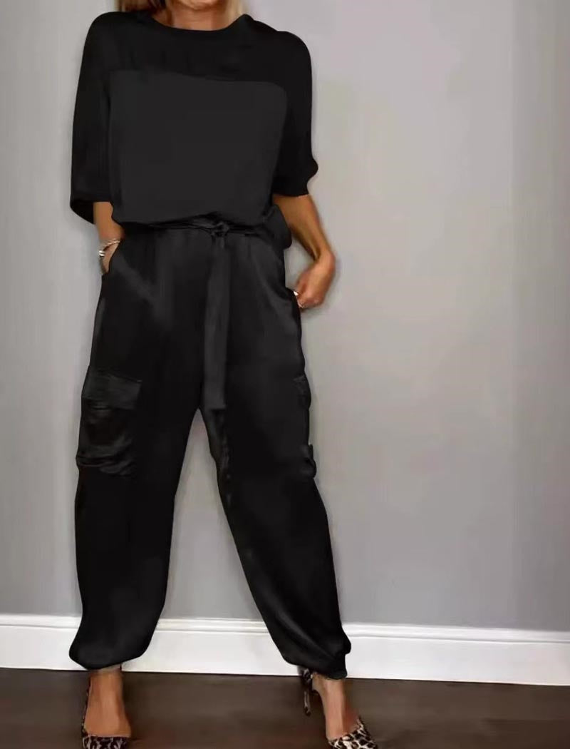 Satin Top and Cargo Pant Set