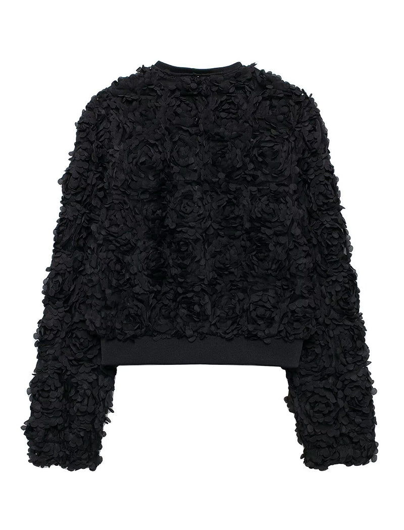 Textured Floral Bomber Jacket