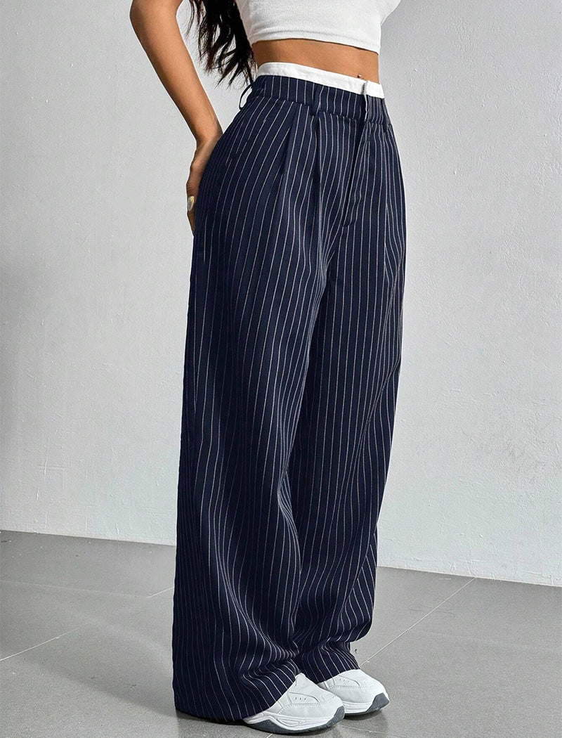 Wide-Leg Striped Pants