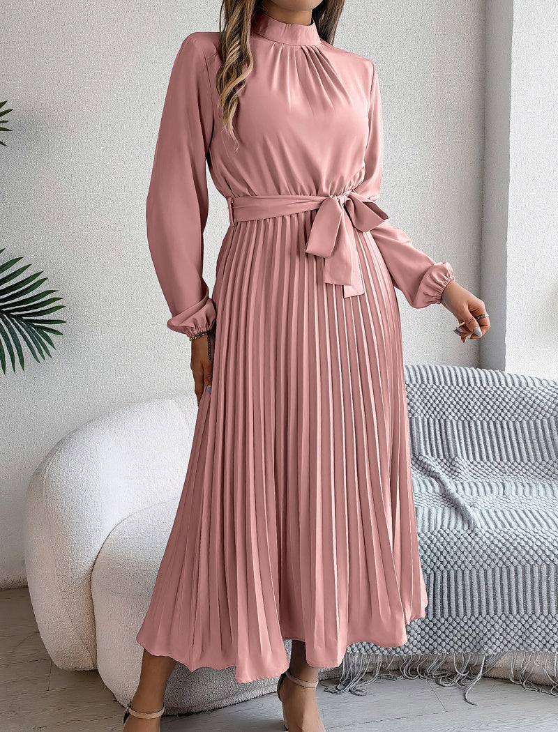 Pleated Dress with Tie Waist