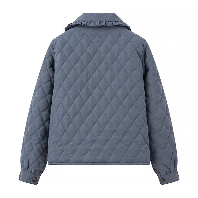 Ruffle Collar Quilted Jacket