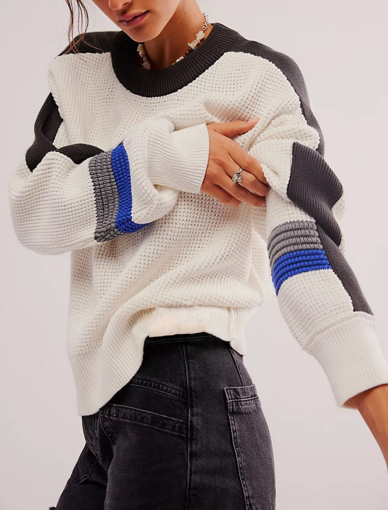 Contrast Sleeve Knit Pullover