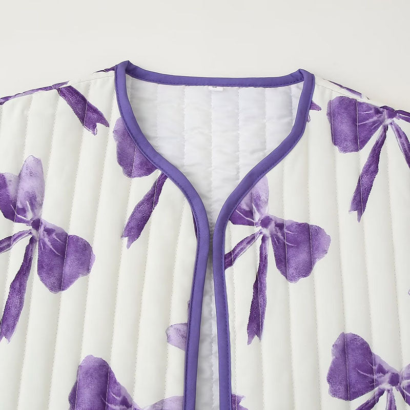 Bow Print Quilted Jacket