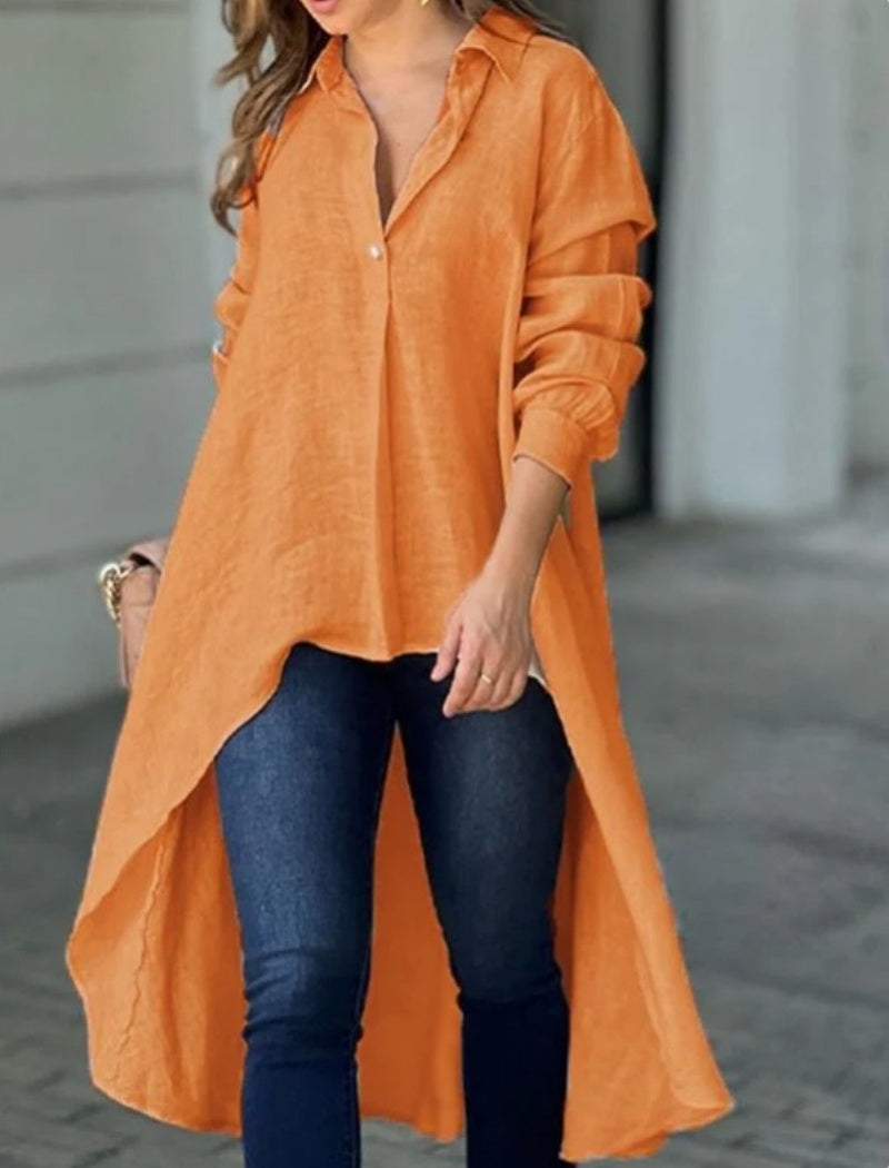 Oversized Asymmetric Shirt Tunic