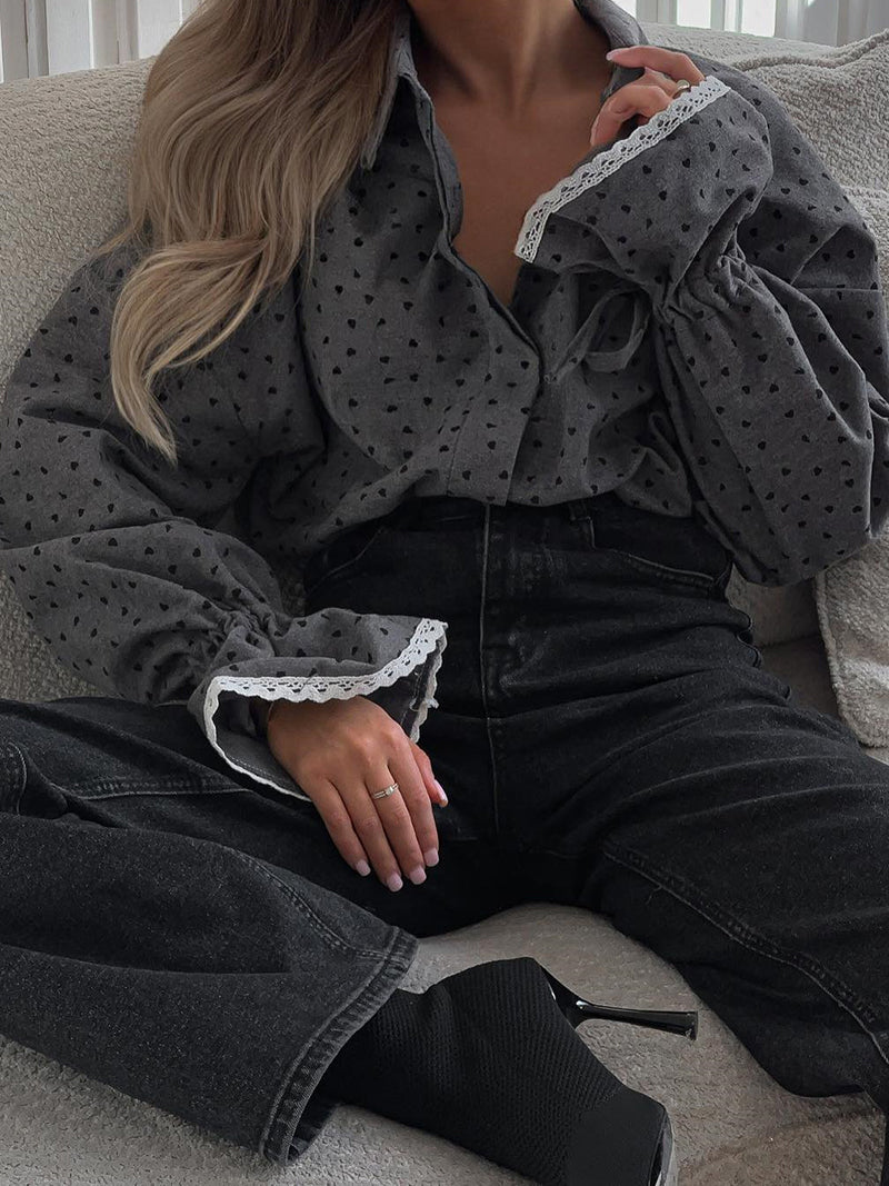 Polka Dot Button-Up Blouse