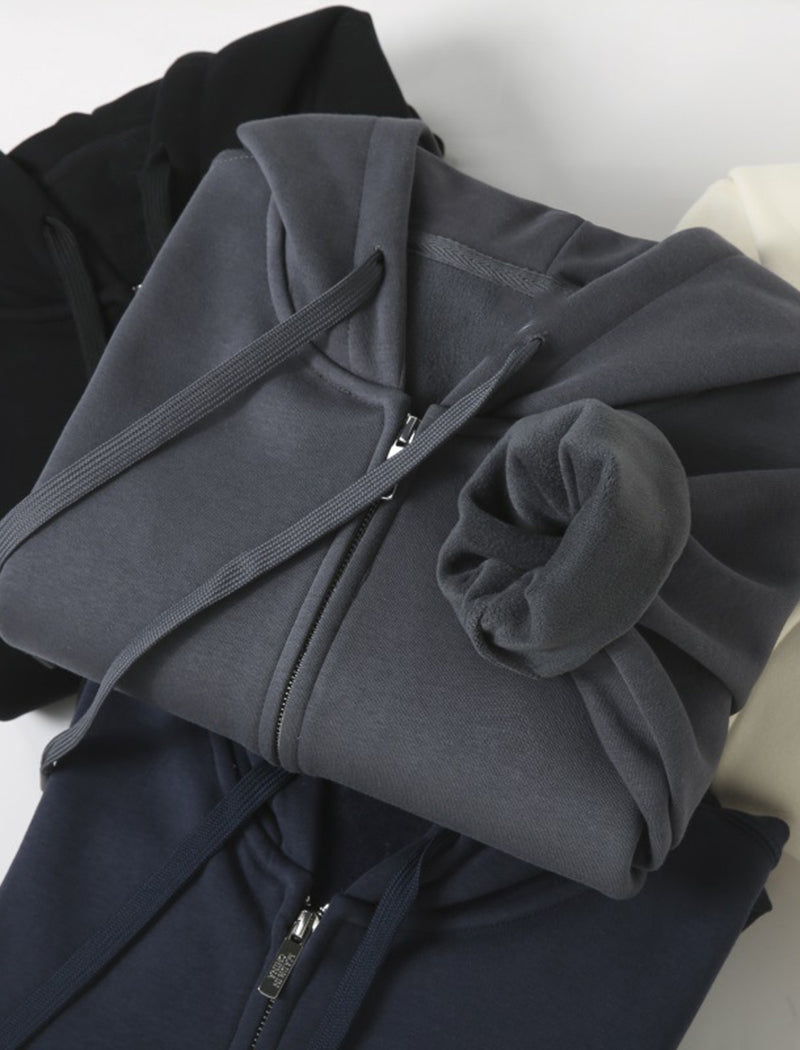 Hooded Solid Drawstring Jacket