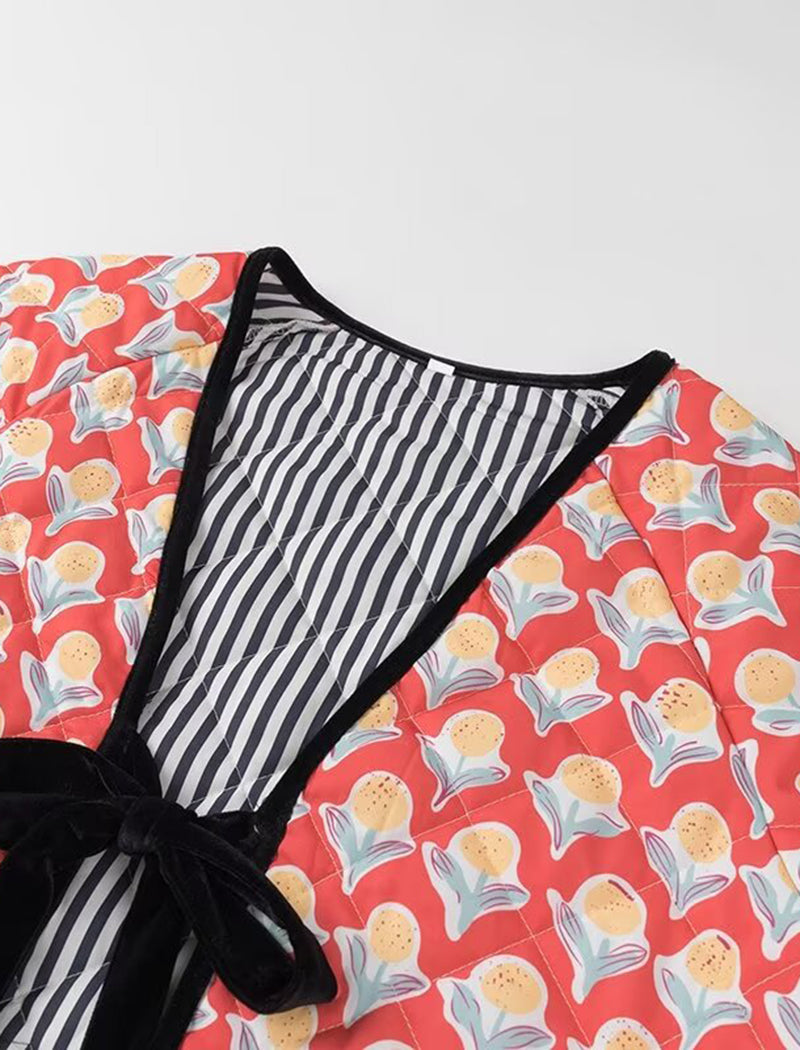 Graphic Quilted Wrap Jacket