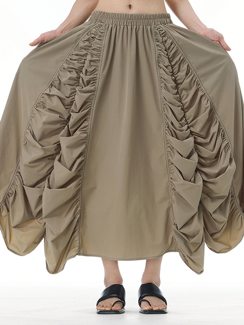 Ruched High-Waist Maxi Skirt