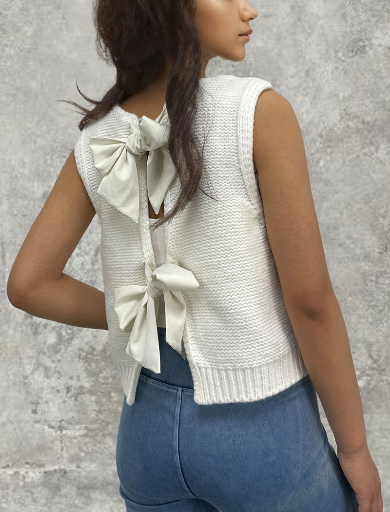 Bow-Back Knit Vest