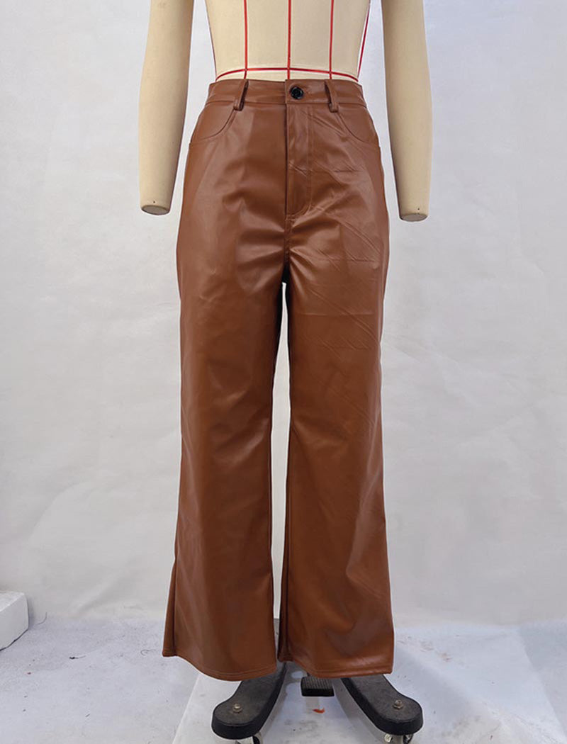 High-Rise Faux Leather Pants