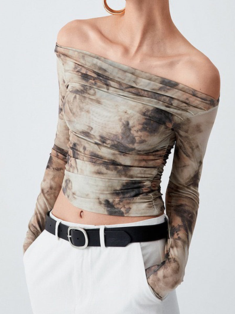 Off-Shoulder Ruched Cropped Top