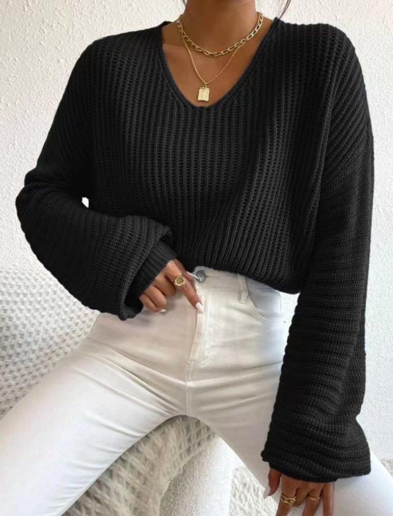 Loose Fit Ribbed Knit Pullover