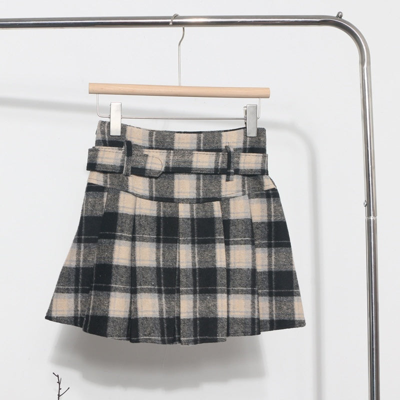 Plaid Belted Skirt