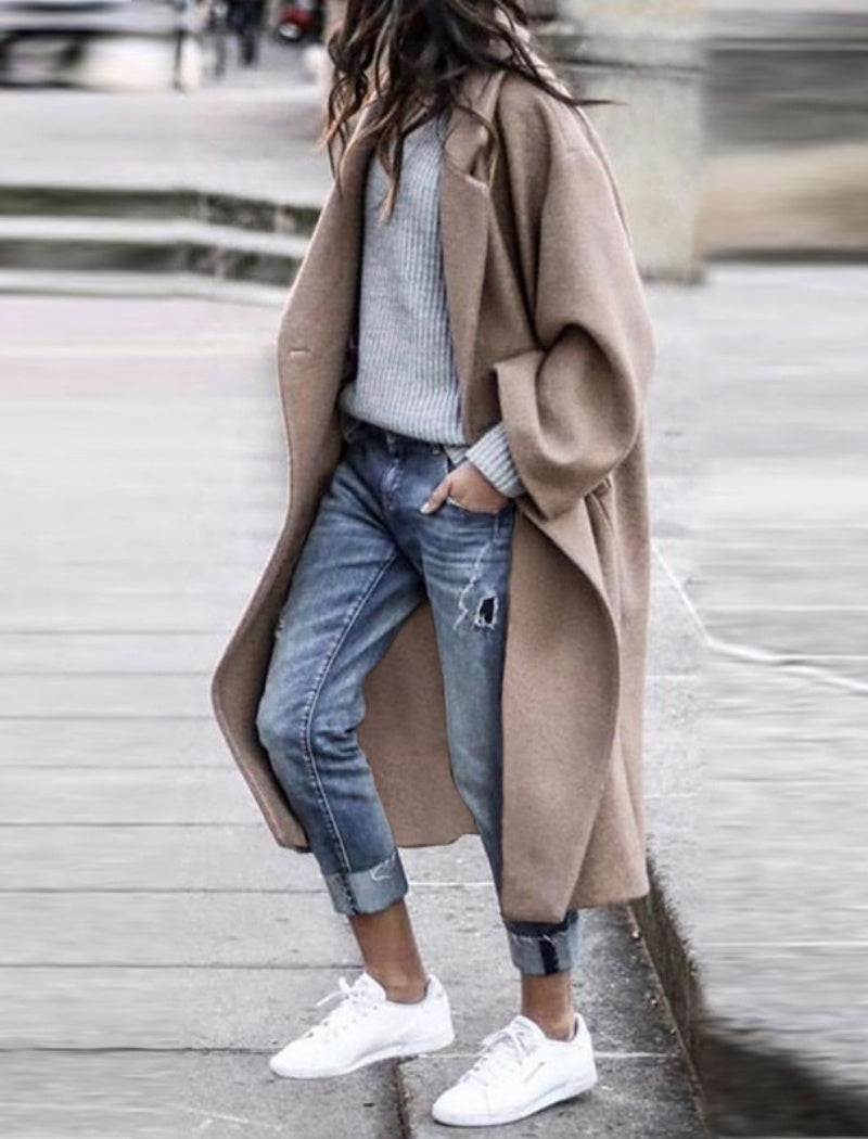 Casual Solid Coat with Loose Fit