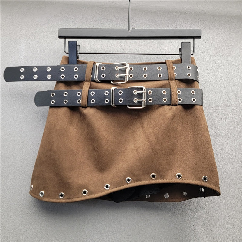 Leopard Print Belted Mini Skirt