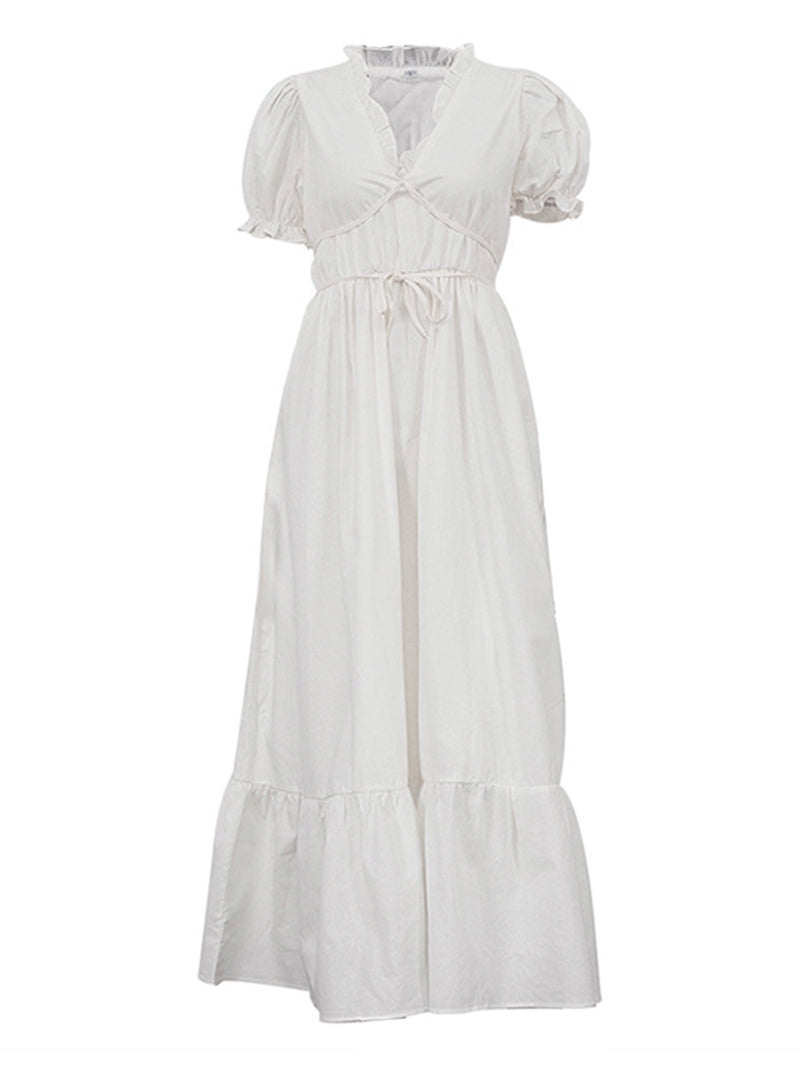 Ruffled Tie-Front Maxi Dress