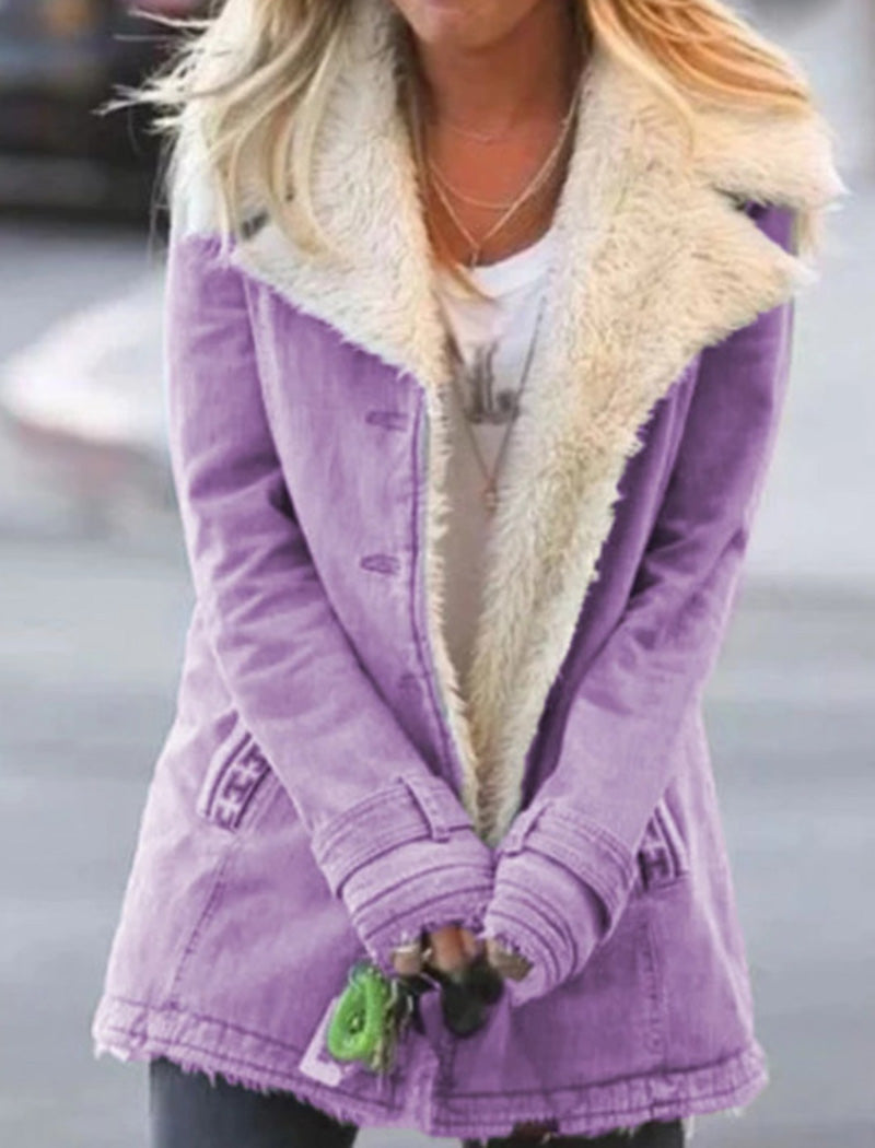 Fleece Lined Button-Up Coat