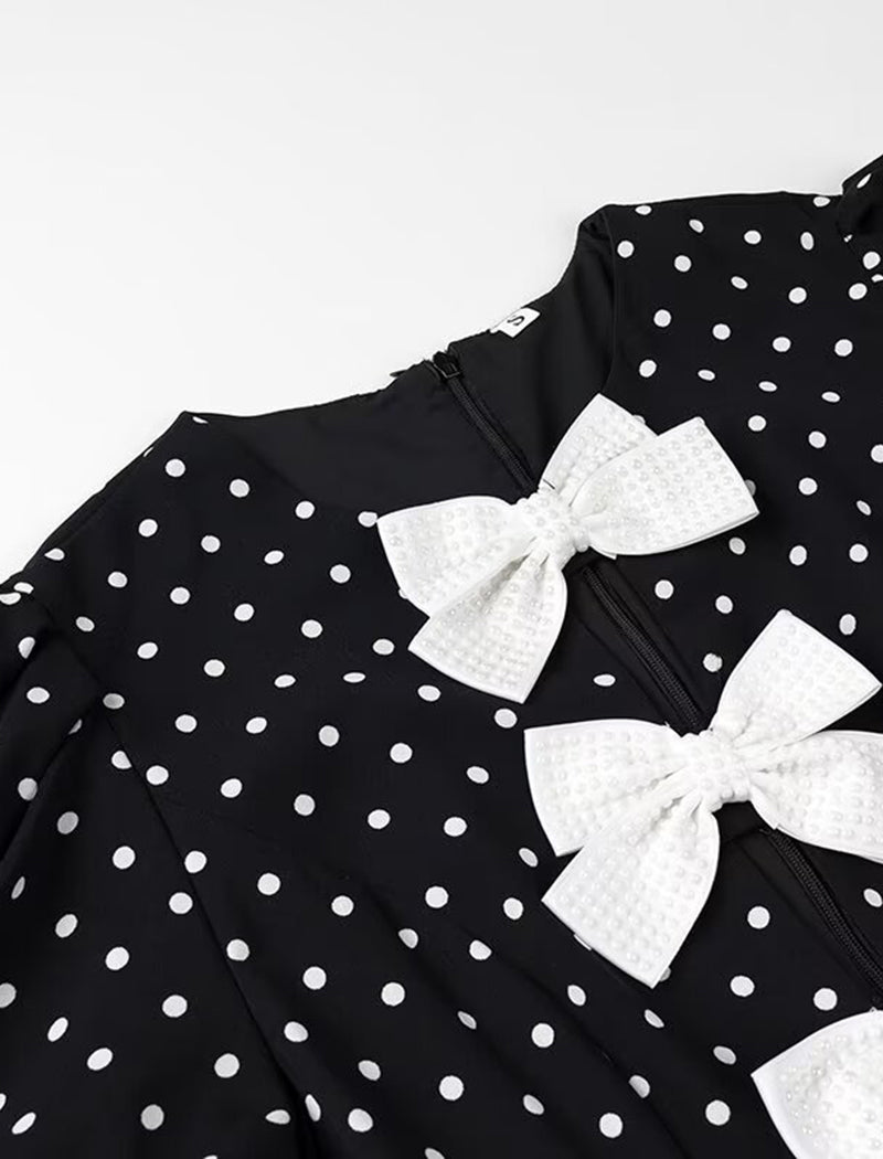 Polka Dot Bow Tie Mini Dress