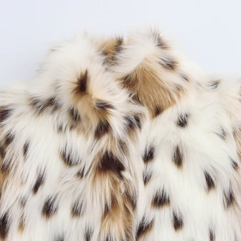 Faux Fur Animal Print Coat