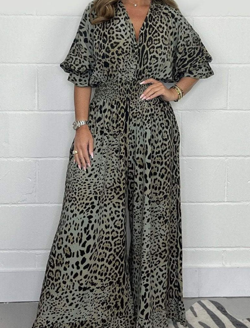 Leopard Print Wide-Leg Jumpsuit