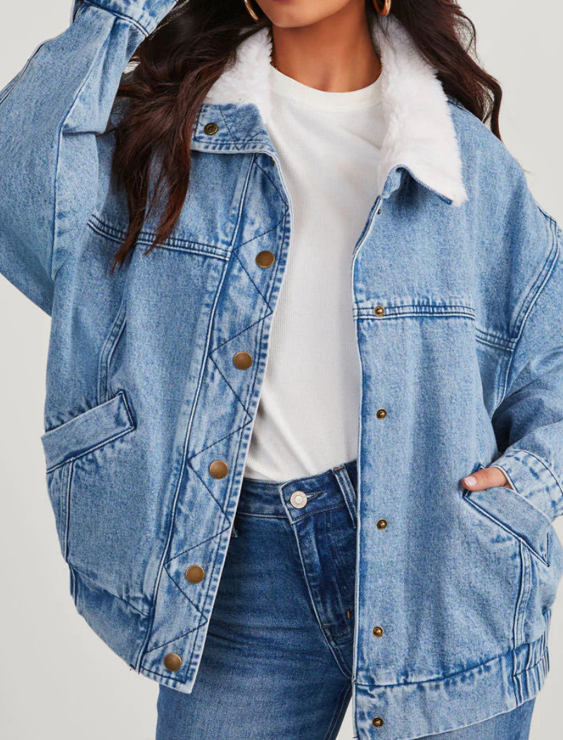 Oversized Quilted Denim Jacket