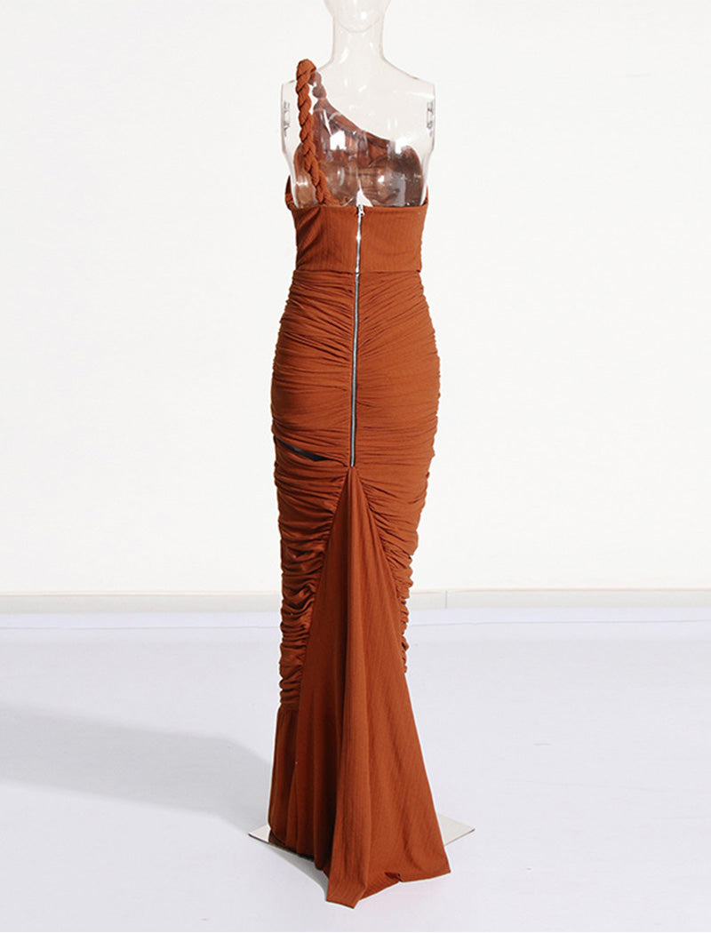 One-Shoulder Braided Maxi Dress