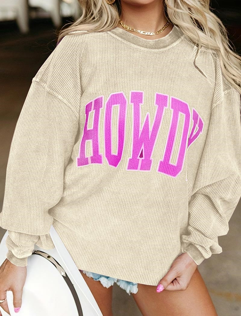 Oversized "Howdy" Graphic Sweater