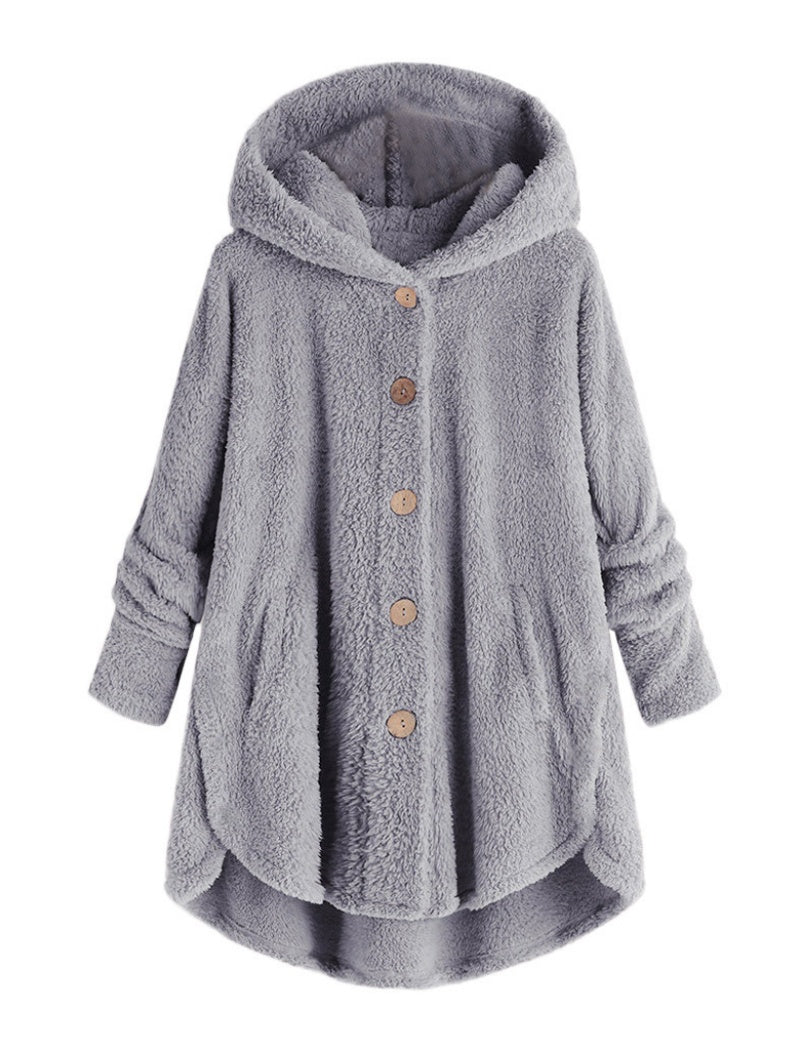 Button-Up Cozy Hooded Jacket