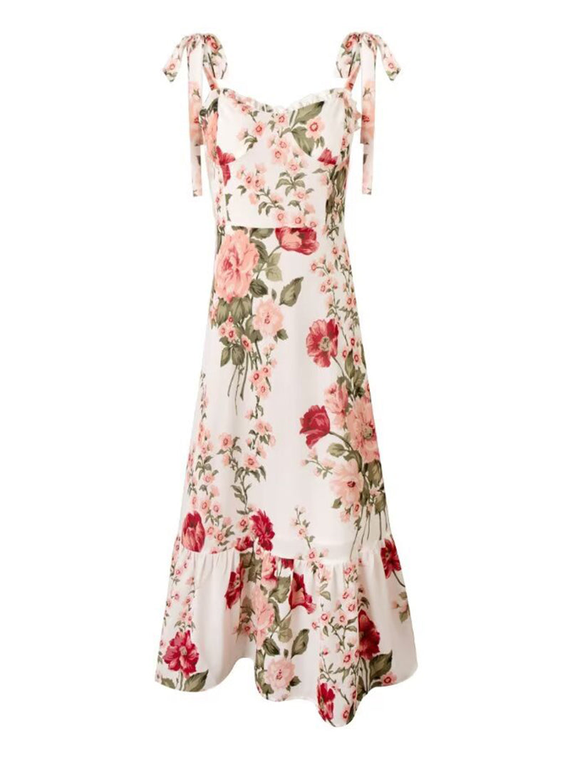 Floral Print Smocked Midi Dress