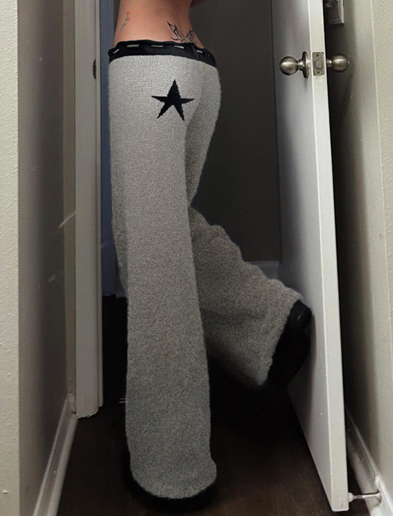 Drawstring Knit Flare Pants