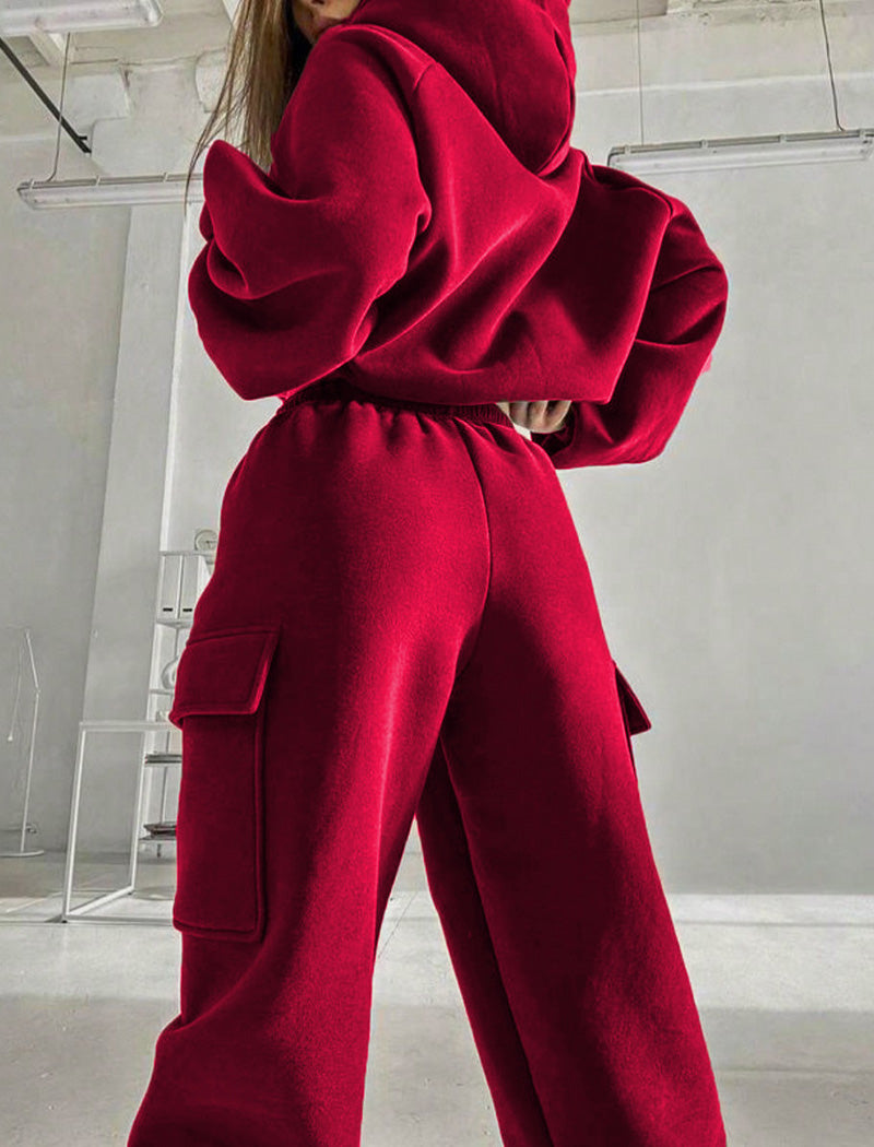 Cozy Fleece Hoodie and Cargo Joggers Set