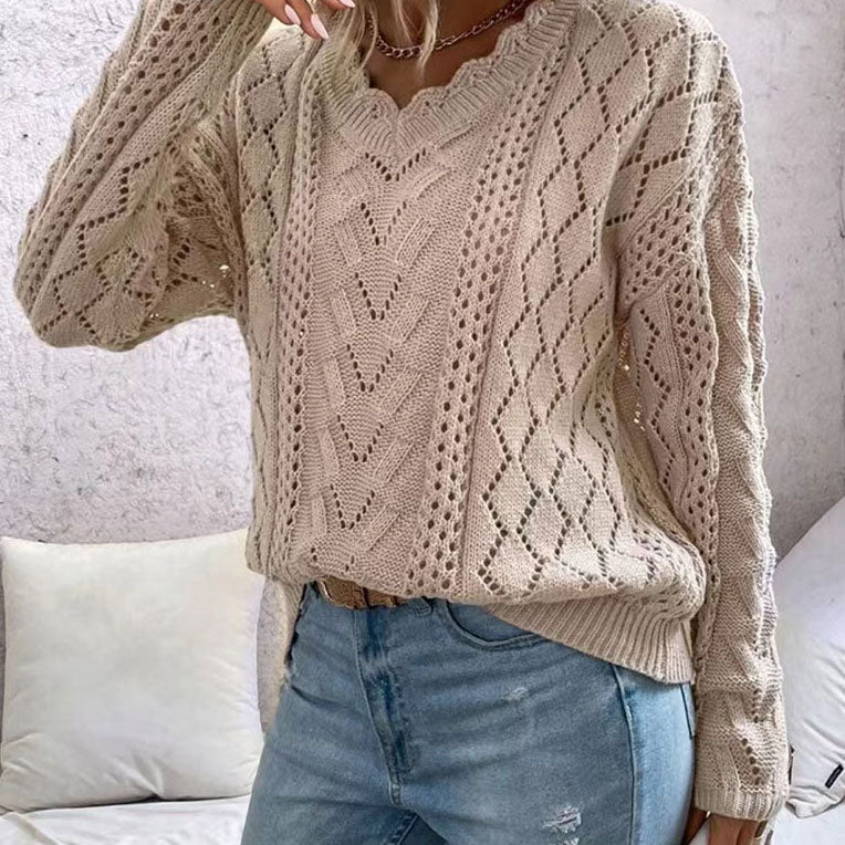Scalloped Cable Knit Sweater
