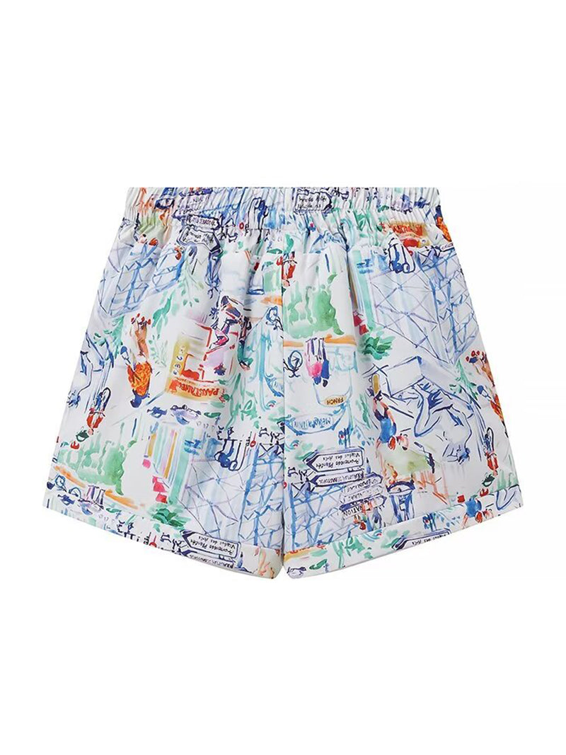 Graphic Print Jacket and Shorts Set