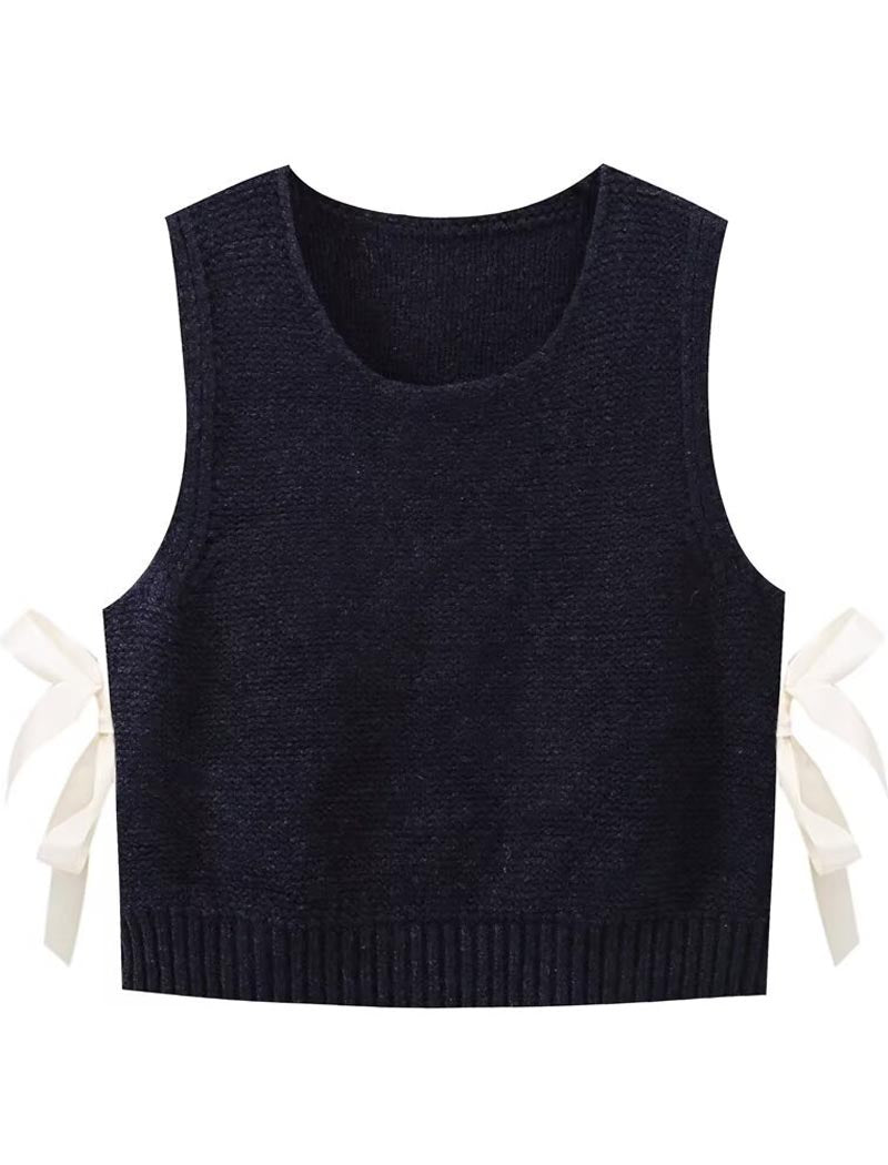 Knit Bows Sleeveless Vest