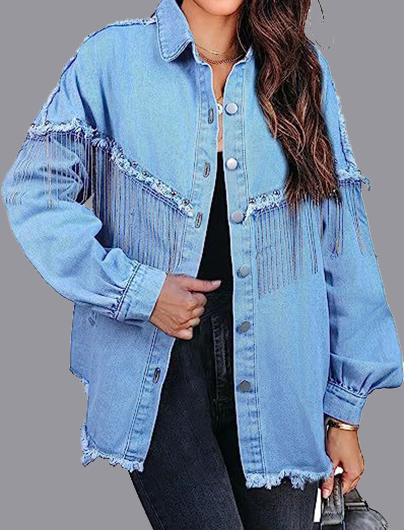 Fringed Frayed Denim Jacket