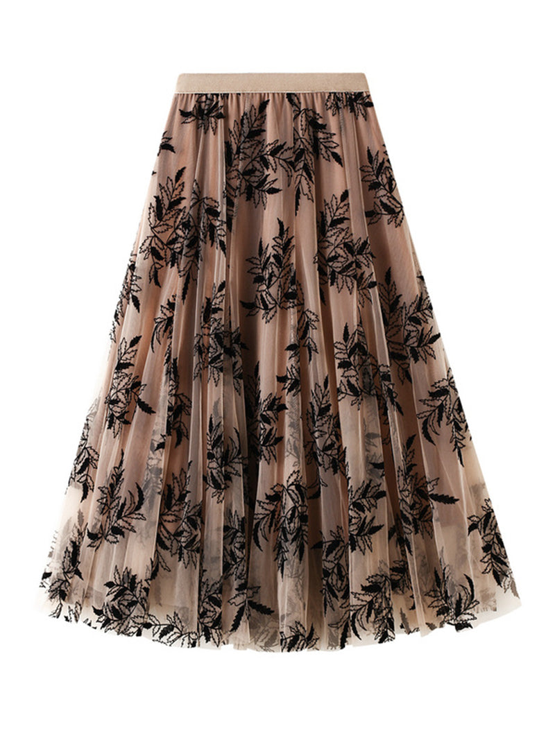 Floral Print Pleated Skirt