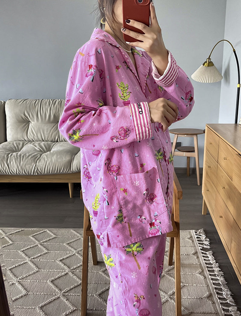 Printed Long Sleeve Pants Pajama Set