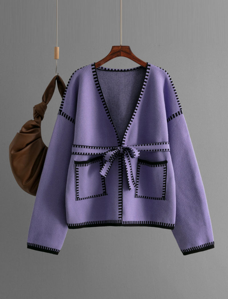 Tie Detail Open Front Cardigan