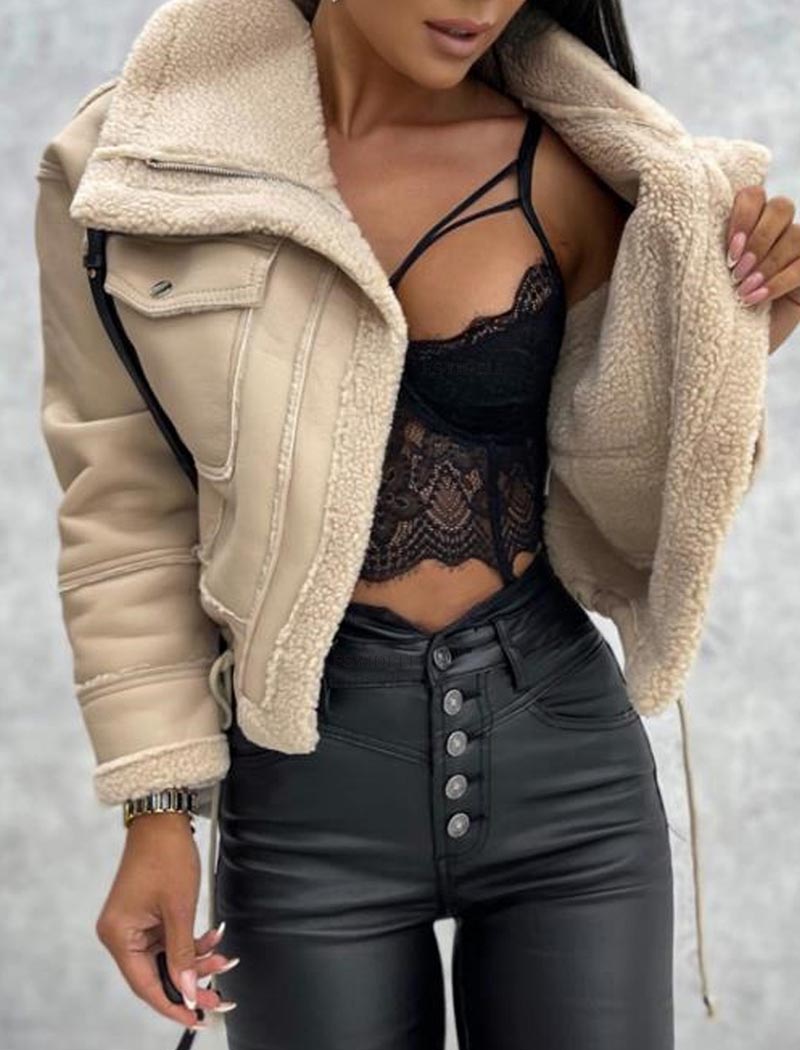 Cropped Faux Leather Jacket