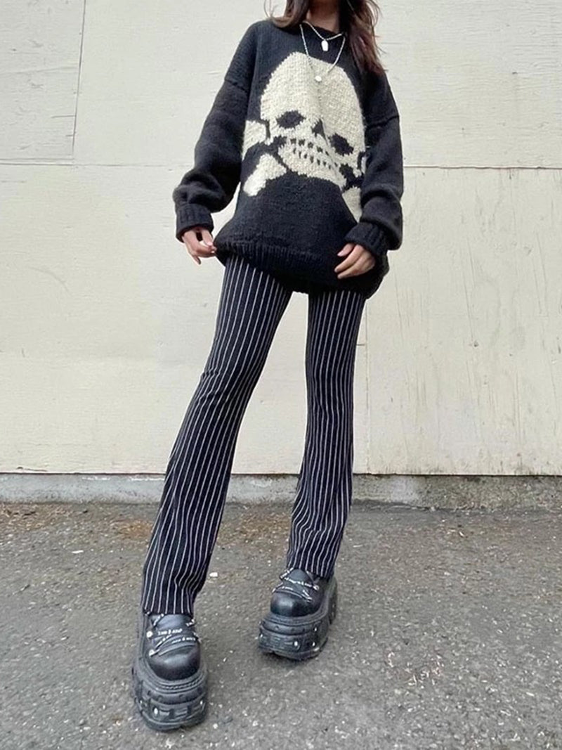 Oversized Skull Graphic Sweater