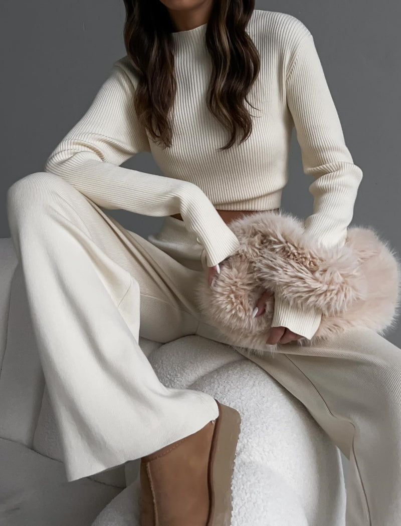 Ribbed Knit Two-Piece Lounge Set