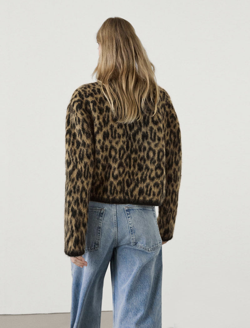 Relaxed Leopard Print Knit Sweater
