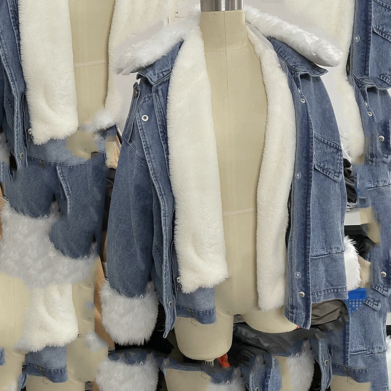 Faux Fur Trim Denim Jacket