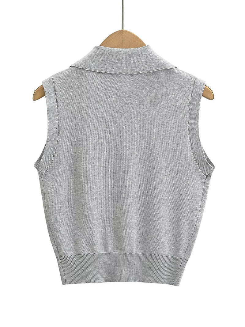 Sleeveless Button-Up Knit Vests