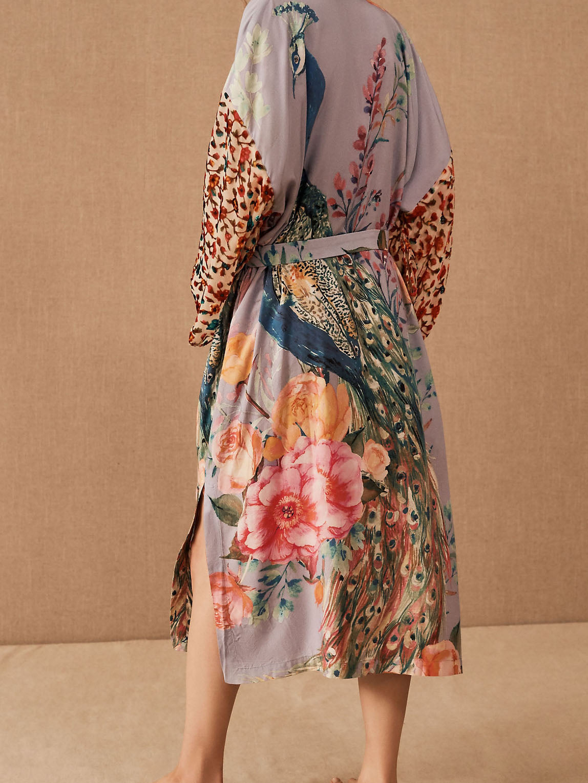 Peacock Floral Print Robe