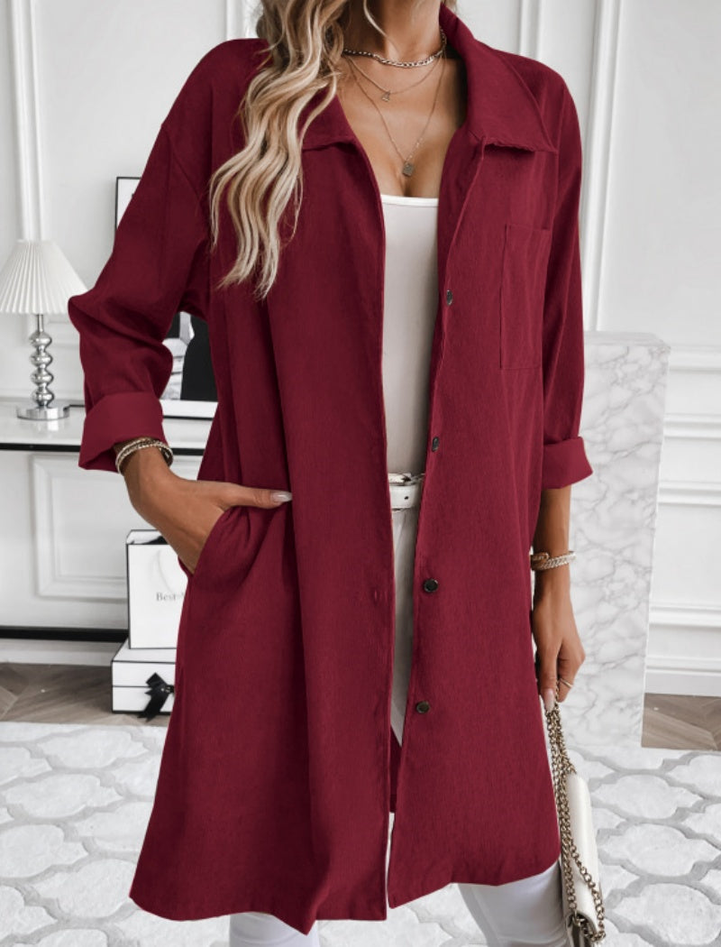 Oversized Button-Up Corduroy Jacket