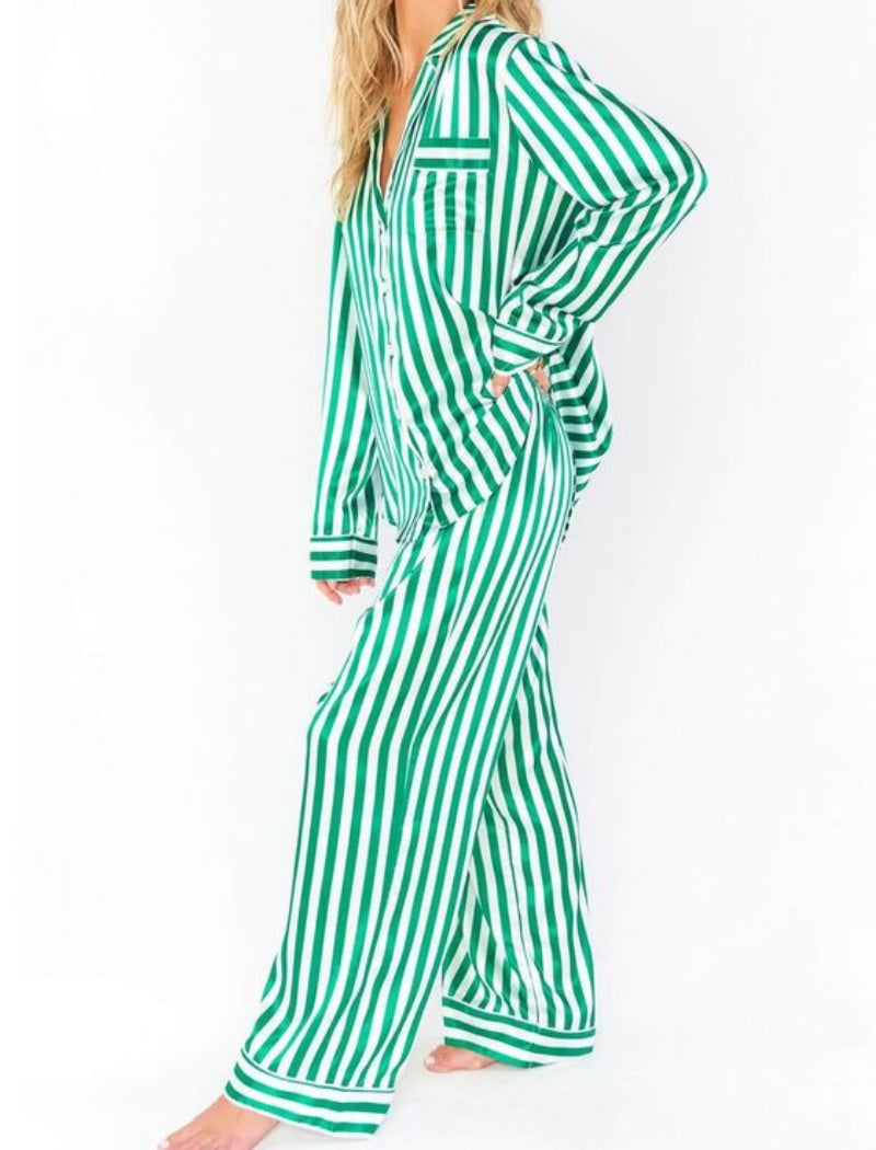Christmas Striped Top and Pants Set