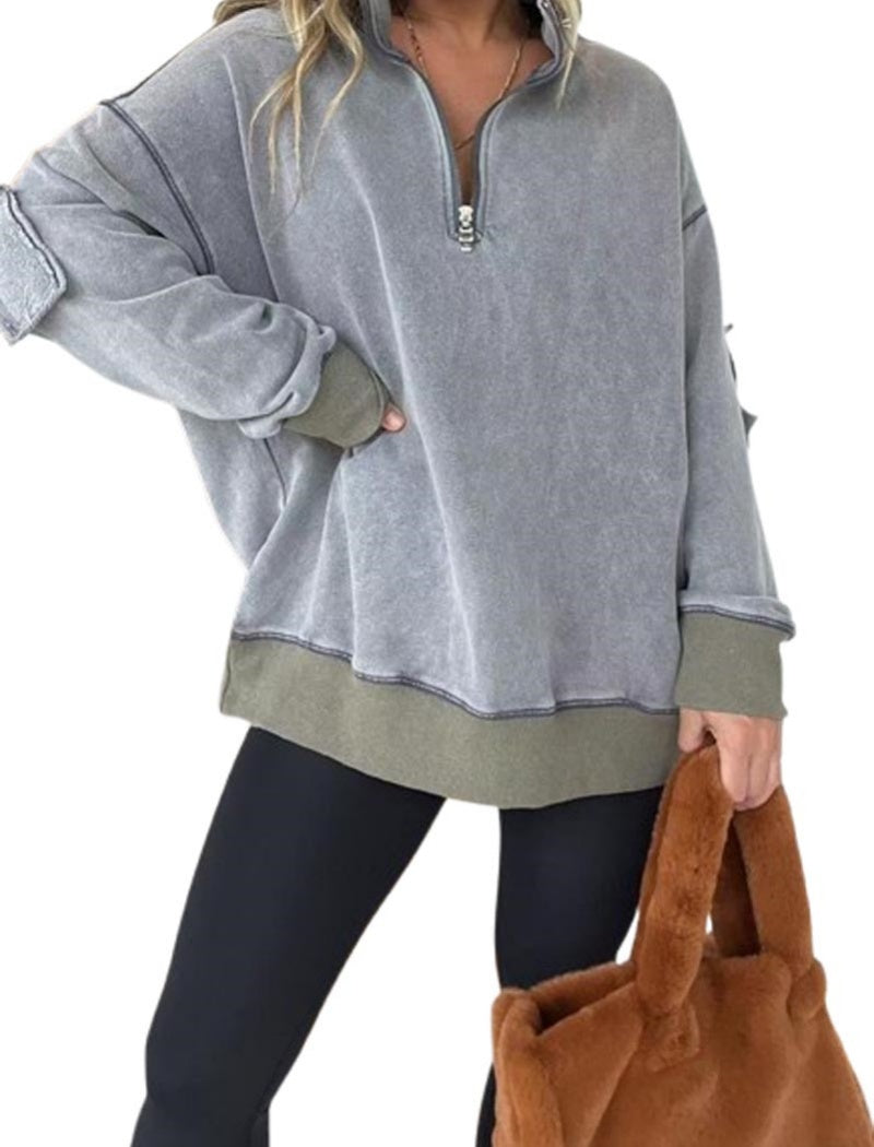 Relaxed Fit Half-Zip Top
