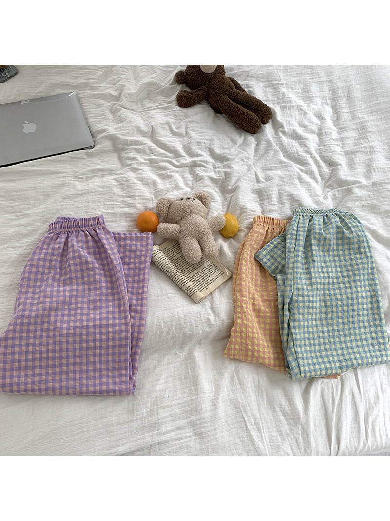 Checkered Wide-Leg Pants